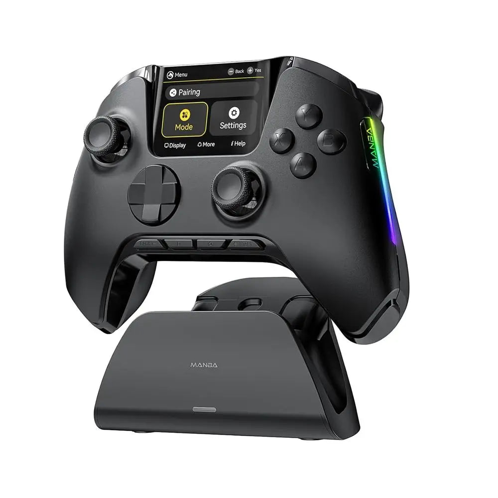 Wireless Gaming Controller for PC, Switch, iOS, and Android with Hall Effect Stick, RGB Lighting, Remappable Buttons, and 1800mA